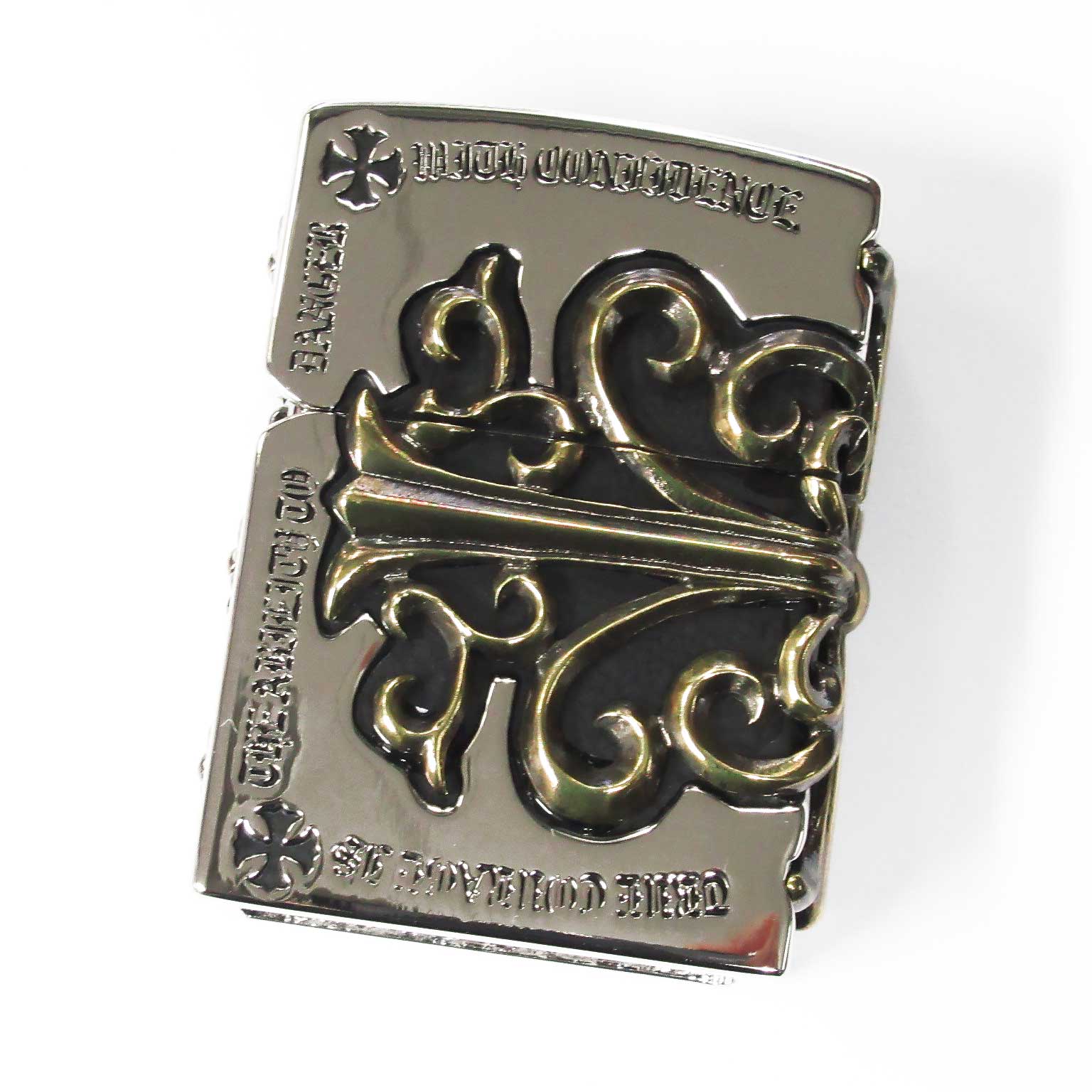 Zippo Gothic Gold Side Arabesque Cross Full Metal Jacket Japan Limited Heavy Weight Oil Lighter